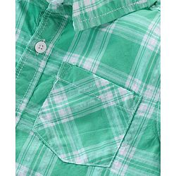 Babyhug Cotton Woven Half Sleeves Checked Shirt & Shorts Set - White & Green