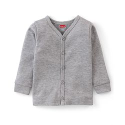 Babyhug Cotton Blend Full Sleeves Front Open Solid Color Thermal Wear Pack Of 2 - Grey