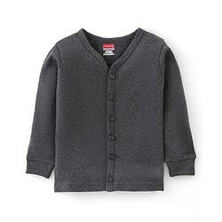 Babyhug Cotton Blend Full Sleeves Front Open Solid Color Thermal Wear Pack Of 2 - Grey