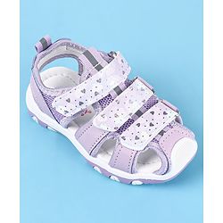 Cute Walk by Babyhug Sandals Velcro Closure with Heart Print - Purple