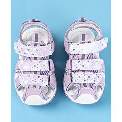 Cute Walk by Babyhug Sandals Velcro Closure with Heart Print - Purple