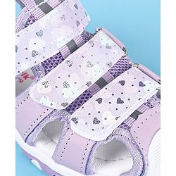 Cute Walk by Babyhug Sandals Velcro Closure with Heart Print - Purple