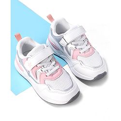 Cute Walk by Babyhug Velcro Closure Sneakers - White & Pink