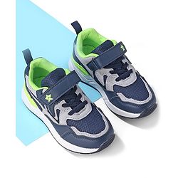 Cute Walk by Babyhug Velcro Closure Sneakers - Blue & Grey