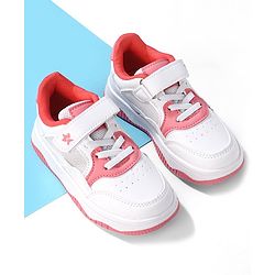 Cute Walk by Babyhug Velcro Closure Sneakers - White & Pink