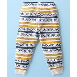 Babyhug Knit Full Sleeves Co-ords Striped Front Open Sweater Set with Cap - Multicolor