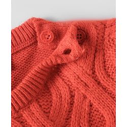 Babyhug Knit Full Sleeves Sweater Set with Cable Knit Design - Orange