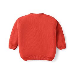 Babyhug Knit Full Sleeves Sweater Set with Cable Knit Design - Orange