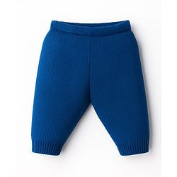 Babyhug Knit Full Sleeves Hooded Sweater Set With Stripes - Blue