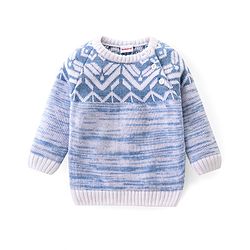 Babyhug Knit Full Sleeves Pullover Sweater Set with Cable Knit Design - Blue