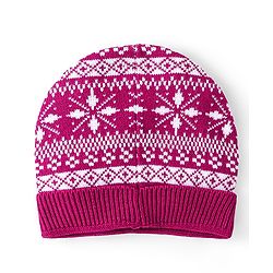 Babyhug Knitted Full Sleeves Sweater Set with Cap Intarsia Design -  Dark Pink
