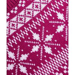 Babyhug Knitted Full Sleeves Sweater Set with Cap Intarsia Design -  Dark Pink