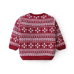 Babyhug Knitted Full Sleeves Sweater Set with Cap &  Intarsia Design - Red