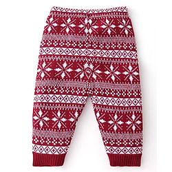 Babyhug Knitted Full Sleeves Sweater Set with Cap &  Intarsia Design - Red
