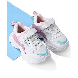 Cute Walk by Babyhug Velcro Closure Sneakers - White & Pink