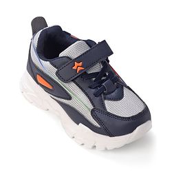 Cute Walk by Babyhug Color Block Sneakers with Velcro - Navy Blue &  Grey
