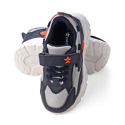 Cute Walk by Babyhug Color Block Sneakers with Velcro - Navy Blue &  Grey