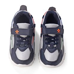 Cute Walk by Babyhug Color Block Sneakers with Velcro - Navy Blue &  Grey