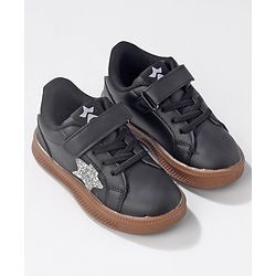 Cute Walk by Babyhug Sneaker Shoes with Velcro Closure and Star Print - Black