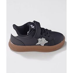 Cute Walk by Babyhug Sneaker Shoes with Velcro Closure and Star Print - Black