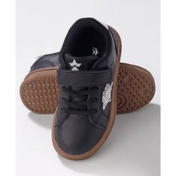 Cute Walk by Babyhug Sneaker Shoes with Velcro Closure and Star Print - Black