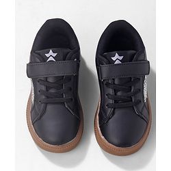 Cute Walk by Babyhug Sneaker Shoes with Velcro Closure and Star Print - Black