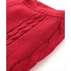 Babyhug Fleece Knit Full Length Woollen Pants With Cable Knit Design - Red