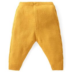 Babyhug Fleece Knit Full Length Woollen Pants With Cable Knit Design - Red