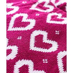 Babyhug Knit Full Length Fleece Bottom Hearts Printed - Red