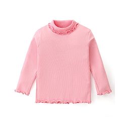 Babyhug Cotton Knit Full Sleeves Turtle Neck Solid Color Skivi Top-Pink