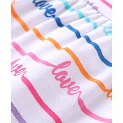 Babyoye 100% Cotton Knit Full Sleeves Romper With Striped & Text Print - White