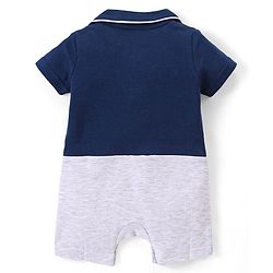 Babyhug 100% Cotton Half Sleeves  Romper with Light House Print- Navy Blue