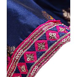 Babyhug Cotton Woven Sleeveless Foil Printed Ethnic Dress - Navy Blue