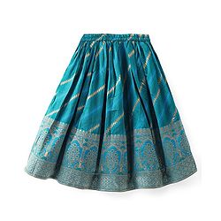 Babyhug Woven Short Sleeves Mirror Work & Sequin  Embroidered Choli & Lehenga Set with Dupatta  - Teal Blue