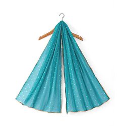Babyhug Woven Short Sleeves Mirror Work & Sequin  Embroidered Choli & Lehenga Set with Dupatta  - Teal Blue