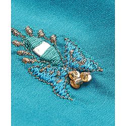 Babyhug Woven Short Sleeves Mirror Work & Sequin  Embroidered Choli & Lehenga Set with Dupatta  - Teal Blue