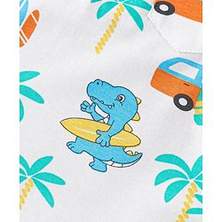 Babyhug Cotton Knit Half Sleeves T-Shirt With Beach Theme Print - White