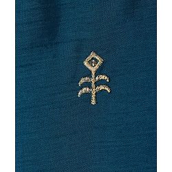 Babyhug Woven Full Sleeves Floral Embroidered Kurta Pyjama Set - Navy Blue