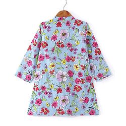 Babyhug Cotton Woven Full Sleeves Kurta Dhoti Set with Floral Print - Blue & Green