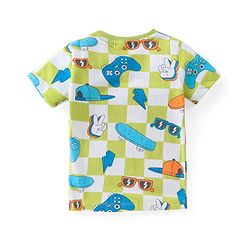 Babyhug Cotton Knit Half Sleeves Sports Printed T-Shirt with Henley Neck - Multicolour