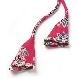 Babyhug Cotton Woven Floral Printed Half Sleeves Ethnic Dress with Tassle Detailing -  Red