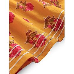 Babyhug Cotton Woven Cap Sleeves Floral Printed Ethnic Dress - Yellow