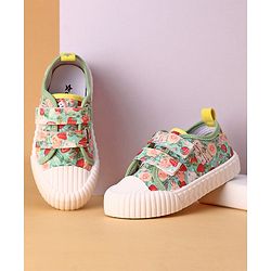 Cute Walk by Babyhug Slip On Casual Shoes with Velcro Closure & Floral Print - Green