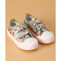 Cute Walk by Babyhug Slip On Casual Shoes with Velcro Closure & Floral Print - Green