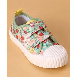 Cute Walk by Babyhug Slip On Casual Shoes with Velcro Closure & Floral Print - Green