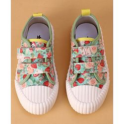 Cute Walk by Babyhug Slip On Casual Shoes with Velcro Closure & Floral Print - Green