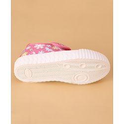 Cute Walk by Babyhug Casual Shoes with Velcro Closure Floral Print - Fuchsia