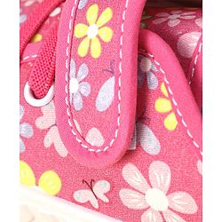 Cute Walk by Babyhug Casual Shoes with Velcro Closure Floral Print - Fuchsia