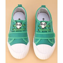 Cute Walk by Babyhug Casual Shoes with Velcro Closure Panda Applique - Green