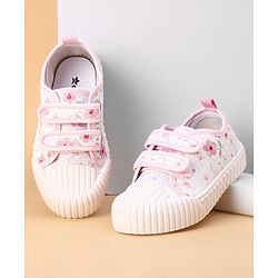 Cute Walk by Babyhug Casual Shoes with Velcro Closure Floral Print - Pink